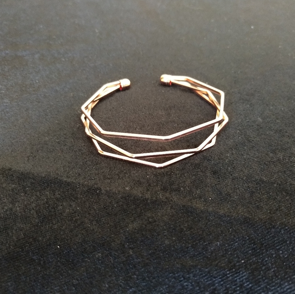 Rose Gold Tone Mesh Cuff Bangle - Picture 5 of 5